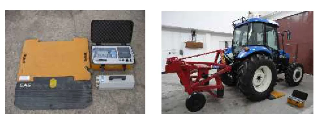 Fig. 3 – Determining weight of tractor aggregate with technical equipment for harvesting Miscanthus rhizomes [4]