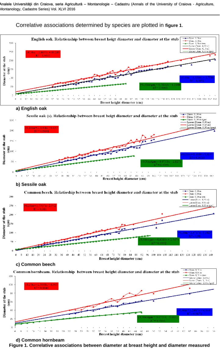 Figure 1. Correlative associations between diameter at breast height and diameter measured 