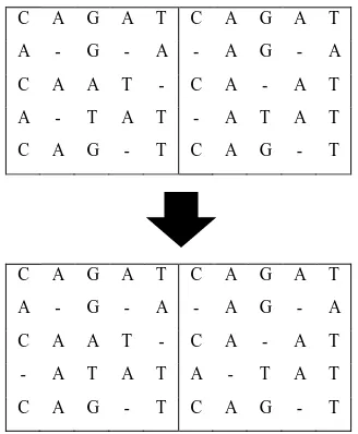 Figure 6: Crossover of two chromosomes (4th sequence interchanged) 