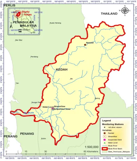 Table 1. Location of monitoring stations in Muda River Basin.                                                     