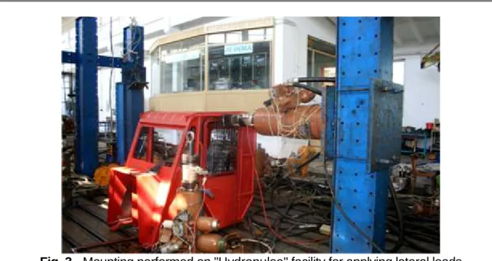 Fig. 3 - Mounting performed on "Hydropulse" facility for applying lateral loads
