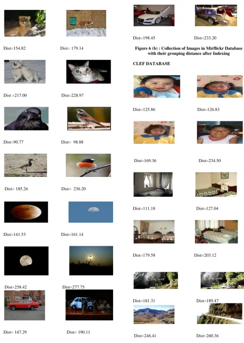 Figure 6 (b) : Collection of Images in Mirflickr Database   with their grouping distance after Indexing 