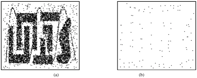 Figure 1. Clusters fractured after shrinking. (a) Original dataset; (b) Dataset after shrinking