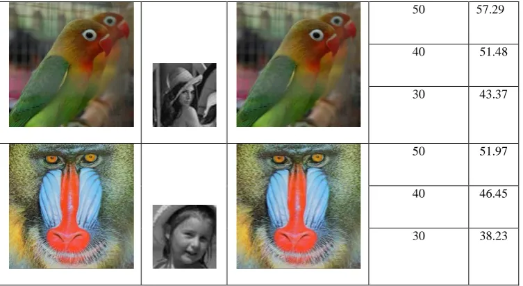 Table 2. PSNR with JPEG Compression 