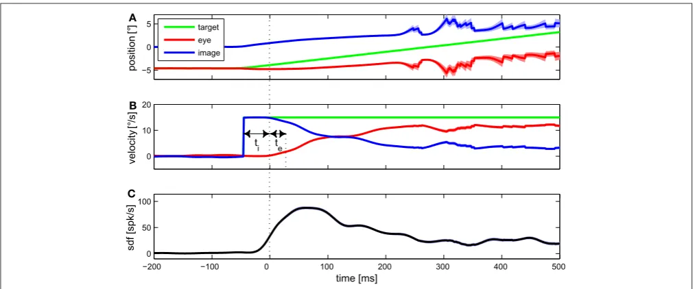 Figure 4 | Noise entropy Hvelocity for the example MSTd neuron. between (S|V) against different latencies of image and eye Both variables were shifted in the range −200 and +200 ms relative to spiking activity