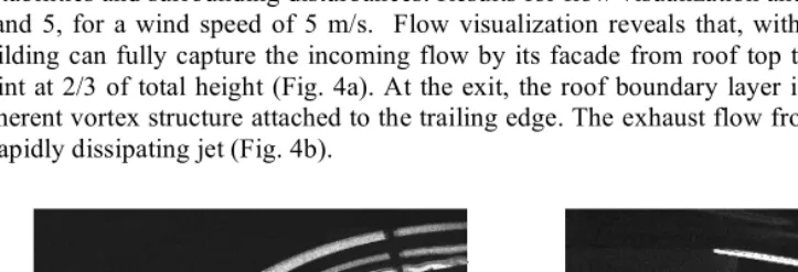 Figure 4: Flow visualization of (a) the windward incoming flow and (b) leeward and exiting flow 