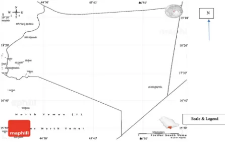 Figure 1. Map of Saudi Arabia with Najran Town Highlighted in red (seen on the right side above the scale)