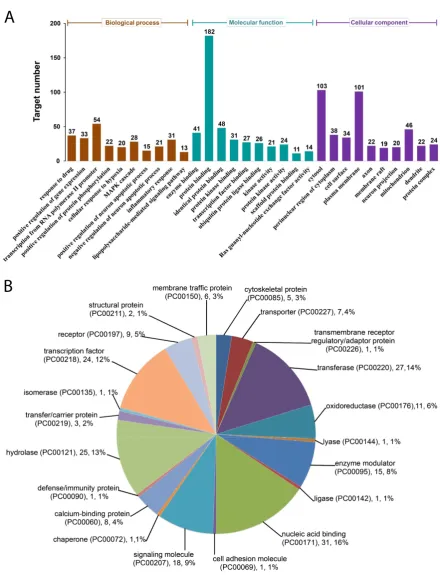 Figure 3. Bioinformatics analysis of curcumin target genes. Gene ontology (GO) analysis by 