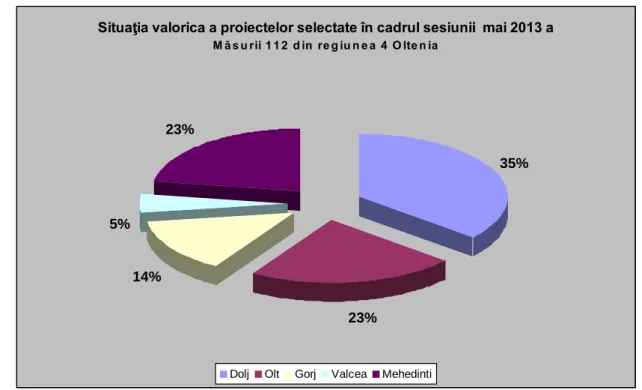Figure 5 – The value situation of the selected projects within the 2012 session of the Measure  112 from the region 4 Oltenia  