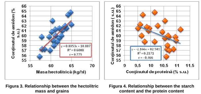 Figura 3. Relationship between the hectolitric  mass and grains 