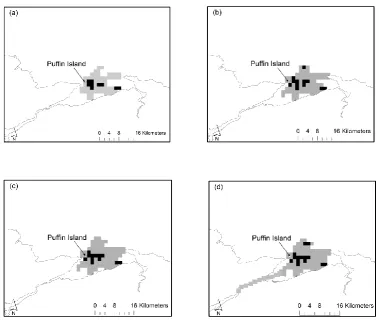 Figure 2.3. Home-range area maps of the area of active use predicted from analysis 