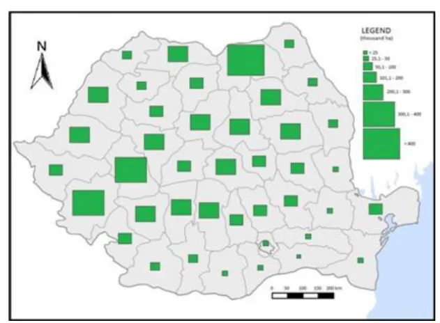 Fig 2 The forest land by county, in 2011 