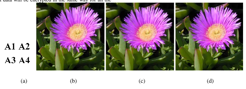 Figure 2(a) shows the secret image and 2(b) shows the cover image. Meaningful shares 2(c) and 2(d) are generated and stored already on the cloud server