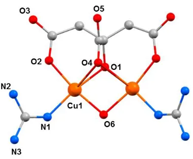 Figure 9. The molecular structure of the anion in 7. Colour code: Cu = orange, O = red, N = blue, C = grey