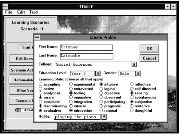 Figure 1: TRAILE User Profile Tool