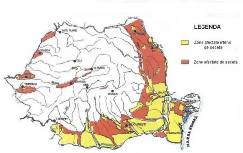 Figure 1. Areas affected by drought in Romani a 
