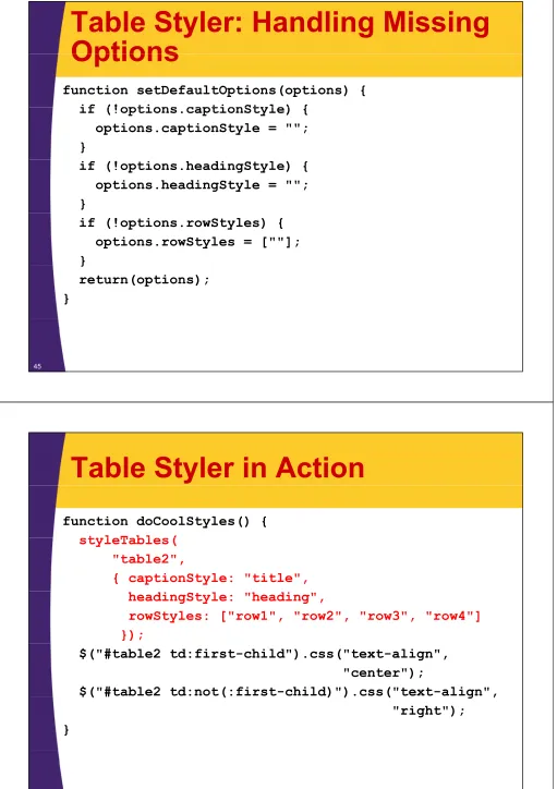 Table Styler: Handling Missing OptionsOptions