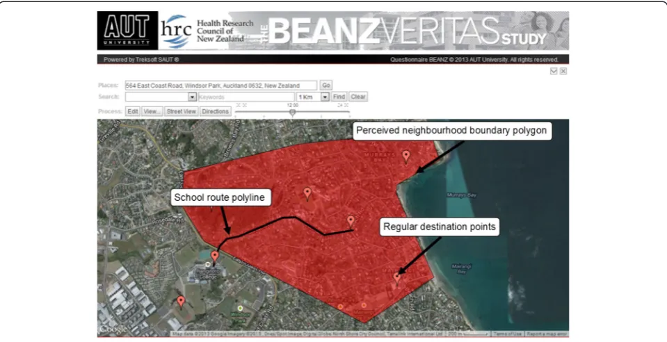 Figure 1 Google Maps tools embedded within VERITAS-BEANZ.