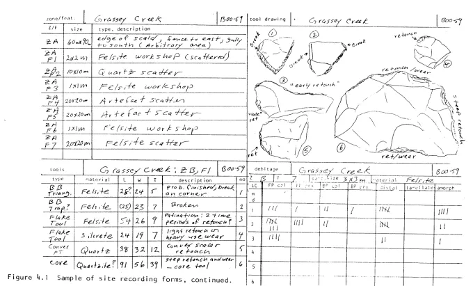 Figure 4.1 Sample of site recording forms, continued. 