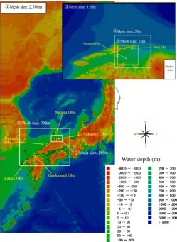 Figure 5. Computation domain with observation stations. 
