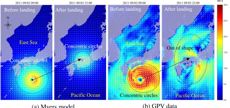 Figure 8. Typhoon shape changes based on terrain topography. 