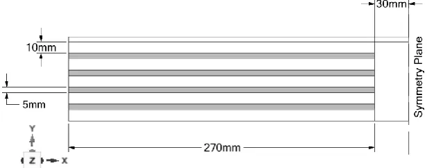 Figure 7.  Front view of the perforated breakwater (half of the length about the symmetry plane) 