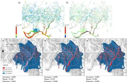 Figure  2:  Calculated reproductive simulation results for (a) maximum water level and (b) terrain surface deformation