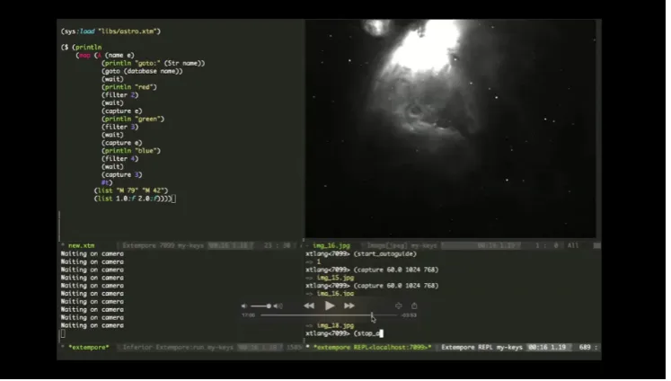Figure 2.2.: Cyber-physical programming a robotic telescope with Extempore.