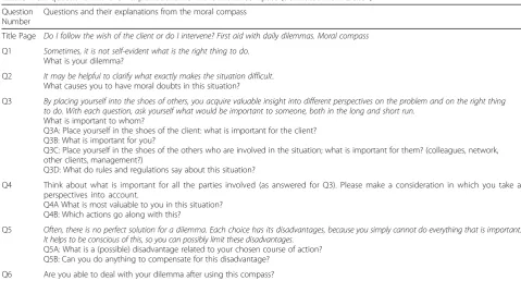 Table 1 Six questions and their explanations from the moral compass (translated from Dutch)