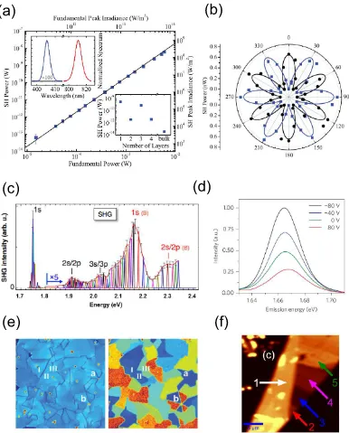 Figure 1.9: SHG characteristics from 2D TMDCsas a function of 2x energy of the pumping, which reveals the resonant behavior ofthe SHG [58]