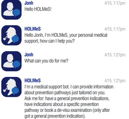 Figure 4. Conversing with HOLMeS: Greating preamble.