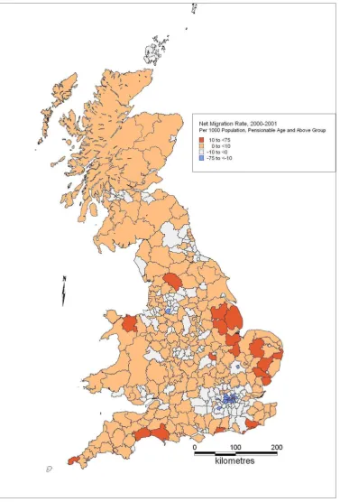 Figure 18. District level migration rates (per 1,000 population) � pensionable age and above age group, 2000-01 