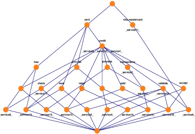 Figure 2. Concept lattice of services: the credit card example