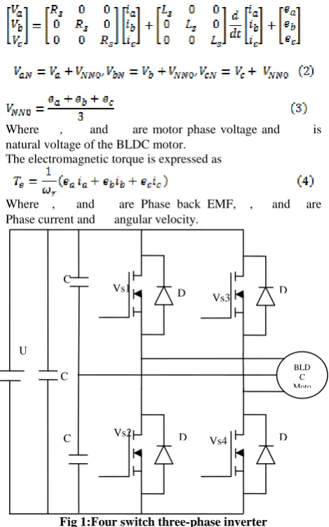 Fig 1:Four switch three-phase inverter 