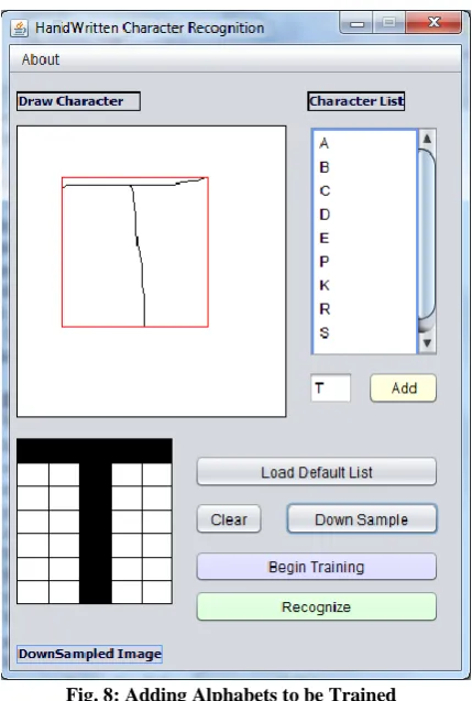 Fig. 8: Adding Alphabets to be Trained 