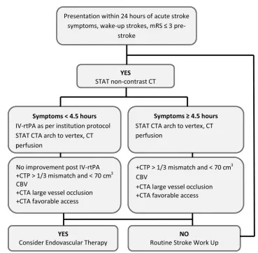 Figure 1Suggested CT-based imaging triage protocol for endovascular acute ischemic stroke therapy