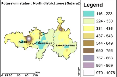 Figure 21. Potassium status & spatial distribution in South district zone. 