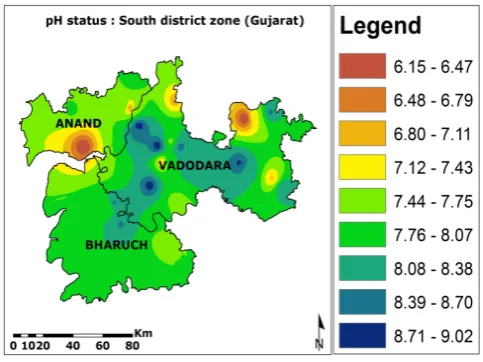 Figure 2. pH status & spatial distribution in North district zone. 