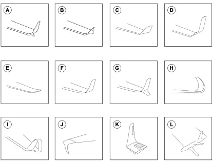 Figure 1: DiﬀVortex dierent types of winglets and wingtip devices. A) Whitcomb winglet