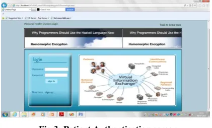 Fig 3: Patient Authentication screen 
