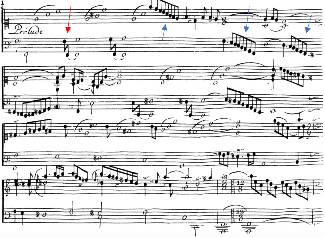 Figure 3: Jean-Henri d’Anglebert: Pièces de Clavecin, Prélude non mesuré: F major (opening passage) 