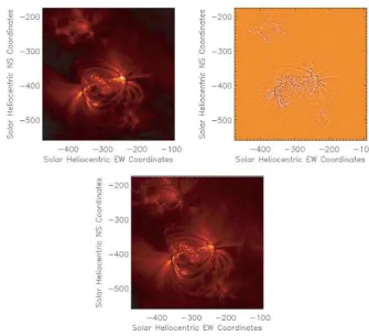 Figure 1. Completeﬁeld of view after the addition of ﬁne-scale structures. Note how the clarity of loop structuresusing the Laplacian ﬁlter outlined in trace ﬁeld of view (top left) after undergoing initial processing usingthe trace prep.pro idl routine