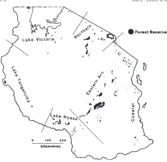 Table 4Numbers of tree species in samples of 60 trees of Z 20 cm diameter atbreast height from a range of montane forests in the Eastern Arc