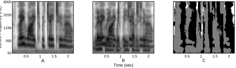 Fig. 4. (A) A ‘ratemap’ representation for the utterance ‘lay white with j 2 now’
