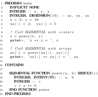 Figure 1. Code example with a basic ELEMENTAL function