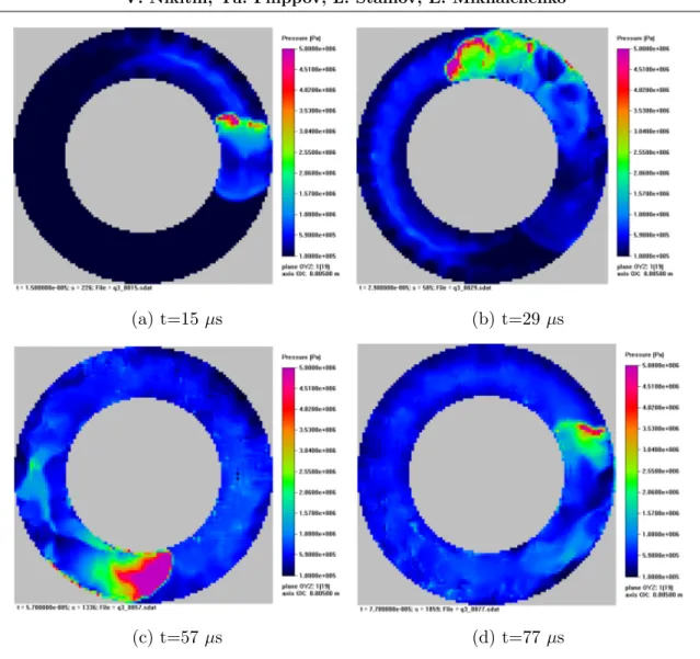 Figure 2. Pressure in the cross section