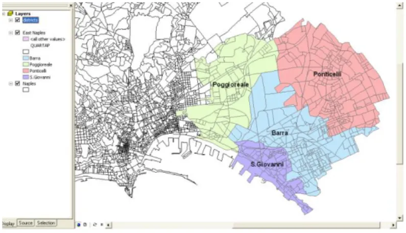 Fig. 2.  Area of study: four districts at east of Naples (Italy)   Table 1. Values of the TFNs low, mean, high 