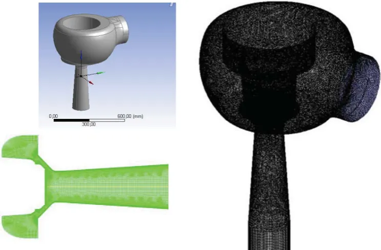 Figure 5: Geometry of the CFD model and illustration of computational grids