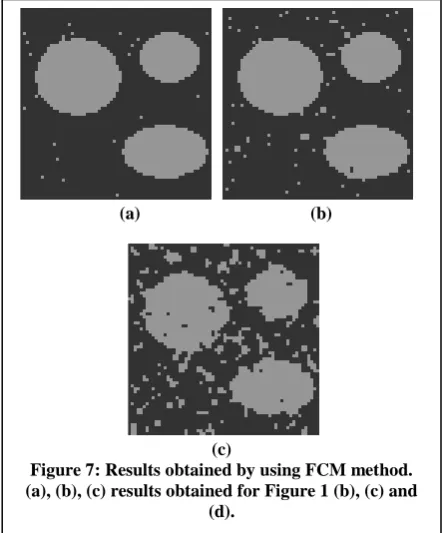 Figure 7: Results obtained by using FCM method. (c) (a), (b), (c) results obtained for Figure 1 (b), (c) and 