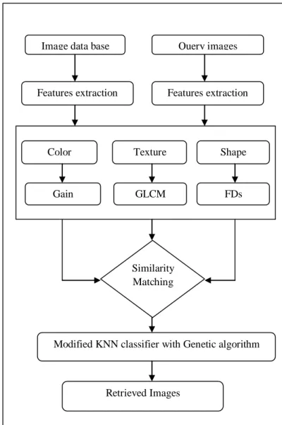 Fig 5: Block diagrams for proposed method  Step  10  -  After  extract  all  the  features  of  color,  texture  and shape